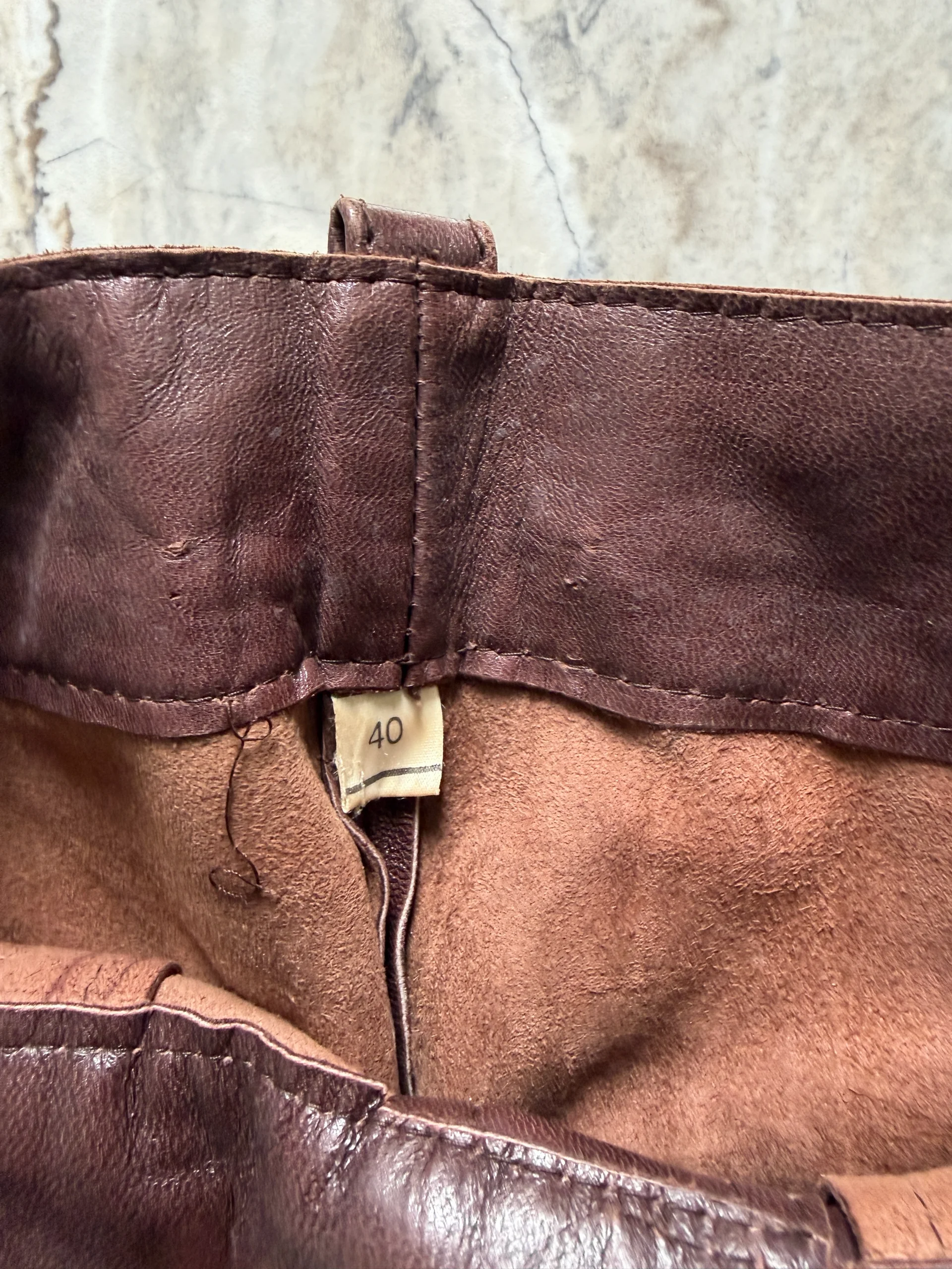 Vintage Brown Leather Flared Trousers media 2