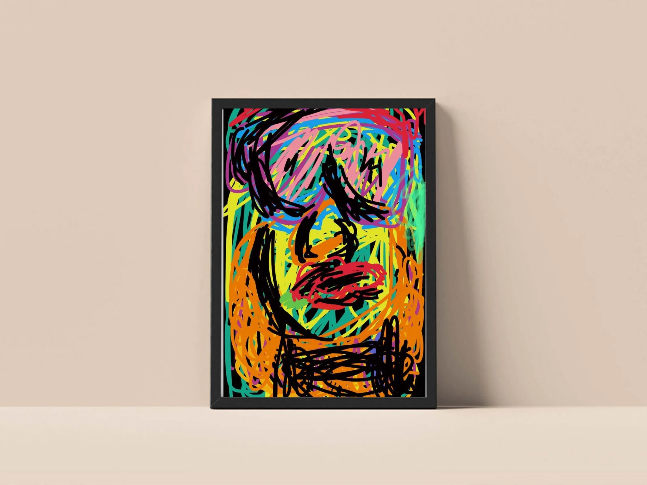 Abstract Face Framed Art Print