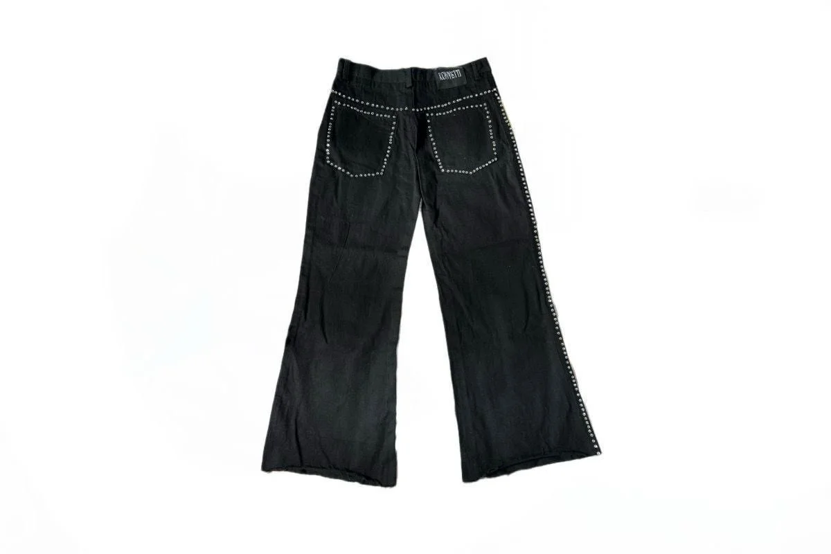 Konvetti Black Rhinestone Flared Jeans