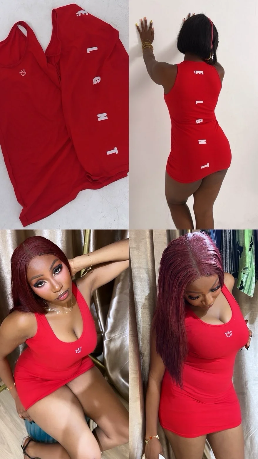 313-001.  Red Sleeveless Mini Dress media 2