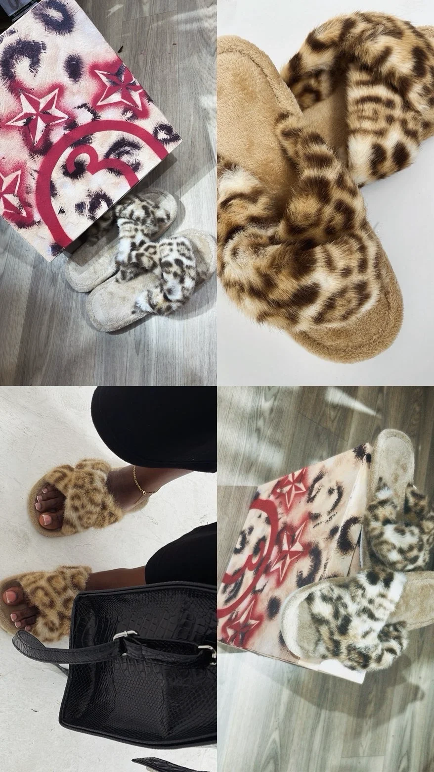313 Leopard Print Faux Fur Slippers media 3